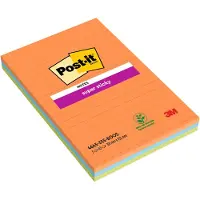 Post-It Super Sticky Notes 101 x 152 mm Kleurenassortiment Rechthoekig Gelinieerd 3 Stuks à 45 Vellen