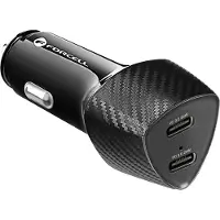 Forcell Dual USB-C Autolader 40W Power Delivery Elegant Carbon zwart