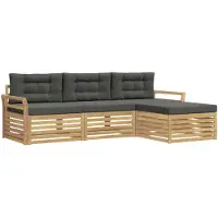 vidaXL Buiten bank set 4 st Wit en antracietkleurig