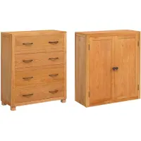 vidaXL Opslag Meubel Set met lade 2 st Naturel 80 x 35 x 185 cm