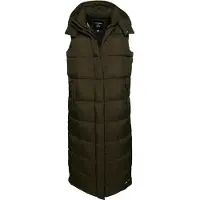 Superdry Dames Ripstop lang vest met capuchon groen (XS), Casual, Polyester W5011444A