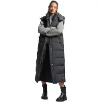 Superdry Dames Ripstop vest met capuchon lang zwart (XS), Casual, Polyester W5011444A