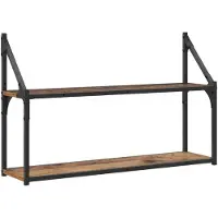 vidaXL Wandplank Muurmontage Oud hout 80 x 21 x 51 cm metaal PB