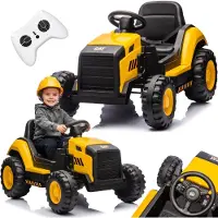 Sun baby CAT Elektrische Kindertractor 12V met Afstandsbediening - MP3 & USB - 2 Motoren - Voor Kinderen 3-6 Jaar - Geel-Zwart