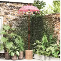 vidaXL Balinese parasol met basis Roze 95 x 95 x 260 cm Katoen