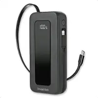 IMoshion Powerbank met uittrekbare kabel 10.000 mAh - Power Delivery - USB-C + Lightning - Zwart