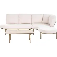Beliani POLLINA - Tuinbank met salontafel - Bruin/Lichtbeige - Aluminium
