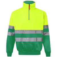 VELILLA Sweat Col Zippe Bicolore Haute Visibilit? Fluo Yellow/Green - V5701 - Maat 3XL