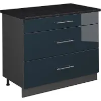 Vicco Keukenonderkast Fame-Line, Donkerblauw hoogglans/Antraciet, 100 cm, WB Antraciet