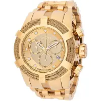 Invicta Bolt 48604 Herenhorloge - Quartz Uurwerk - Roestvrij Staal met Gouden Wijzerplaat - 53 mm