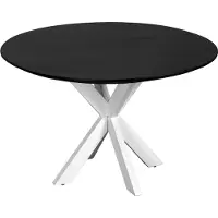 QUVIO Eettafel Sofia - Rond - ø120 cm - Witte kruispoot - FSC gecertificeerd mangohout - Zwart