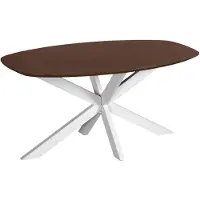 QUVIO Eettafel Sofia - Deens ovaal - 160x90 cm - Witte kruispoot - FSC gecertificeerd mangohout - Bruin