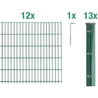 Alberts 674373 dubbelstaafmat hekwerk als 22-delige complete hekwerkset, thermisch verzinkt, hoogte 143 cm, lengte 20 m