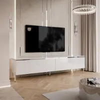 Lookway TV-meubel AURORA, zilverkleurig, 180 cm breed, met rechte, verchroomde poten
