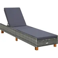Syfax Ligbed met kussen poly rattan grijs