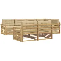 vidaXL Buiten bank set 7 st Wit en Beige Polyester