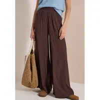 Cecil Dames Broek met High Waist en Wide Leg pijpen in een Loose Fit pasvorm - Bruin - M