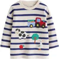 Next - Jongens - T-shirt met applicatie en lange mouwen - Naturel