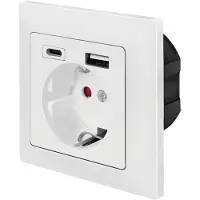 Logilink PA0262 Stopcontact (onderbouw) Met USB-laaduitgang, Aanraakbeveiliging Wit