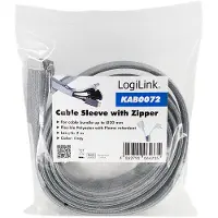 Logilink Kabelschlauch mit Reißverschluss, 2,0 m, grau aus Polyester, abrieb-, zug- & formbeständgi, schlagfe