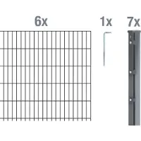 Alberts 673642 dubbelstaafmat hekwerk als 17-delige complete hekwerkset, antraciet, hoogte 83 cm, lengte 15 m