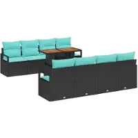 vidaXL Tuinbank Set 9 st 8-Aantal zitplaatsen Zwart en Teal