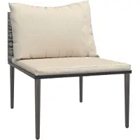 vidaXL Tuinmiddenbank met kussens poly rattan grijs