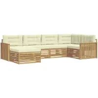vidaXL Buiten bank set 6 st Wit en crèmekleurig Polyester