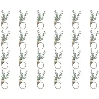 Semoic Servetringen Set van 24 Rustieke Eucalyptus Houten Servetringen Boho Blad Hout Kraal Boerderij Servetring Houder