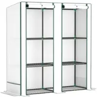 MODFU - Foliekas Met Pultdak - Draaideur Met Ritssluiting - Drie Draadvormige Legplanken - Stalen Frame - Wit - 144 X 48 X 152 Cm