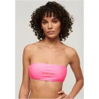 Superdry Dames Bandeau bikinitopje met roze logo (XS), Strandkleding, Gerecycled polyester, Duurzaam W3010388A