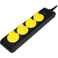 Logilink stekkerdoos voor vochtige ruimtes, 4-voudig, zwart/geel, 1,4 meter (verpakking: bulk)