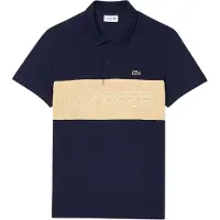Lacoste Heren Colour Block Pique Stretch Poloshirt (Marine/Beige)
