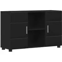 vidaXL Dressoir FLORIN 88,5 x 30,5 x 55,5 cm Zwart Bewerkt hout