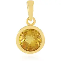 Cavill - Zilveren Hanger 925 Sterling Zilver - 1,045 ct Braziliaanse Skapoliet Rondslepen - Goud Vergulde Bezelzetting - Lichtgewicht Stijlvol Sieraad