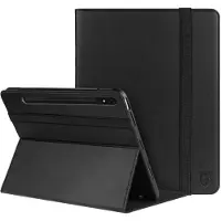 Rosso Element Book Case Hoes Geschikt voor Samsung Galaxy Tab S10 Ultra / S9 Ultra | Volledige bescherming | Elastische band | Sleep/Wake functie | Met Penhouder | Verstelbare standaard | Zwart
