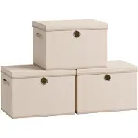Songmics - Opbergbox - Opbergdoos - 3er-Set - Opbergdozen Set Van 3 - Stapelbaar Met Handgrepen