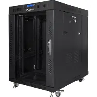 Lanberg 19" 15U vrijstaande LCD-kast met glazen deur (FlatPack), zwart (verzendkosten via transportbedrijf)