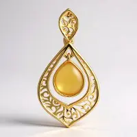 Cavill - 18K Goud Vergulde 925 Sterling Zilveren Hanger - Baltische Barnsteen Peervorm Cabochon 0,65 ct - Handgemaakt Filigraan - Elegant Design