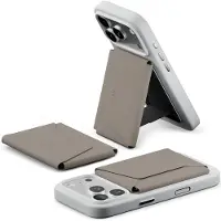 MOFT Snap Field Wallet - Agile Travel Wallet - Compatibel met MagSafe - Magnetische Kaarthouder - Pasjeshouder 8 Pasjes - RFID Portemonnee - Origami Standaard - Taupe
