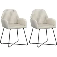 vidaXL Eetstoelen 2 st fluweel Crèmekleurig 55 x 50 x 84 cm