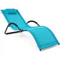 Costway sauna-ligbed met afneembaar hoofdkussen, tuinligbed, badligbed, weerbestendig, zonneligbed, relaxligbed, geschikt tot 160 kg, blauw