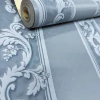 Rasch Engelse Bloemen Vinyl behang Blauw– Luxe Romantisch Behang 487145