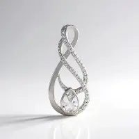 Cavill - Zilveren Hanger met Peervormige Danburiet 2,16 ct - 925 Sterling Zilver Geplatineerd - Zirkonia Accent - Elegant Fonkelend Sieraad