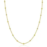 Zinzi gold plated zilveren fantasie ketting met 13 geelgroene donuts en glanzende bolletjes 42-45cm ZIC2508
