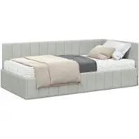 vidaXL Hoekbedframe met Matras met hoofdeinde 2 st Lichtgrijs Fluweel