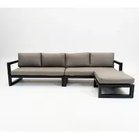 Vita Grosso 4-zits bank + hocker antraciet
