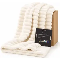 BOTC Luxe Fleece deken - Plaid - Super Zacht, Warm en Donzig - Cadeau - 200x230cm - Gebroken wit