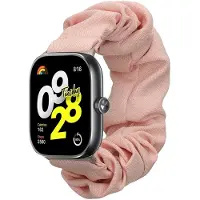 Kwmobile elastisch bandje voor smartwatch - Compatibel met Xiaomi Redmi Watch 5 & 4 / Smart Band 8 Pro / 9 Pro - Horlogebandje van katoen - In oudroze