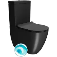 Boss & Wessing Bws pura color staand toilet rimless glans zwart swirlflush spoeling pk/sk
